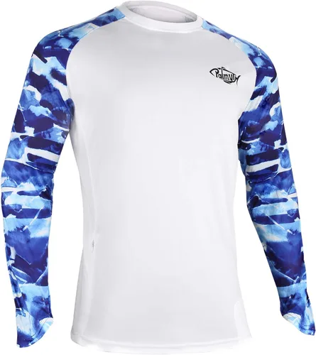 Vista 2 de Palmyth - Camiseta de pesca para hombre, con manga larga, protección solar ultravioleta FPU 50+, con bolsillo