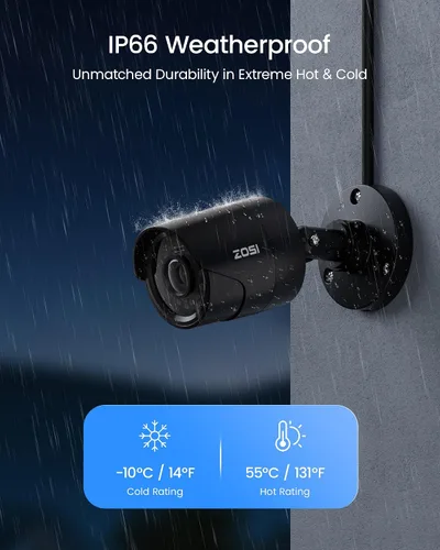 Vista 4 de ZOSI 3K Lite Sistema de cámara de seguridad con cable, 4 cámaras bala