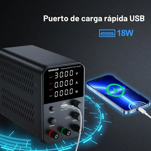Vista 5 de Fuente de alimentación de CC variable, fuente de alimentación de banco con perilla de ajuste del codificador, botón de activación/desactivación