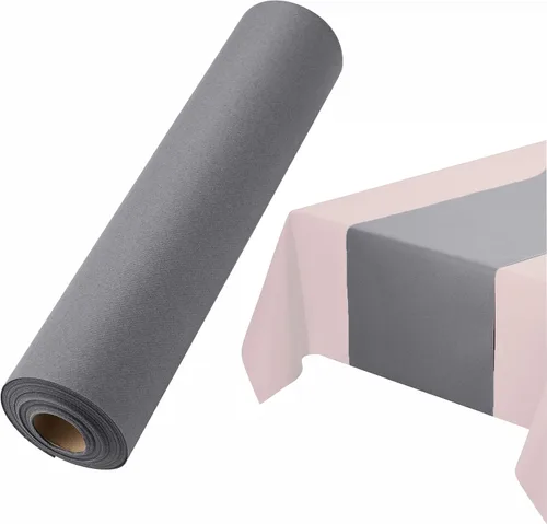 Vista 8 de Camino de mesa desechable para mesa de comedor, 16 pulgadas, paquete de 20 caminos de mesa de papel rosa similar al lino para fiestas, bodas