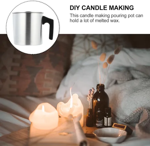 Vista 8 de Healifty Candle Making - Olla para fundir cera de vela de 41 onzas, jarra de vertido de velas de acero inoxidable, olla para derretir chocolate