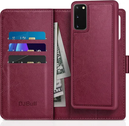 Vista 8 de DJBull Funda tipo cartera desmontable 2 en 1 para Samsung Galaxy S20 de 6.2 pulgadas con tarjetero de crédito con bloqueo RFID, funda protectora