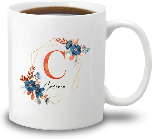 Vista 14 de Taza de café con nombre personalizado, regalo para mamá, esposa, novia, tazas personalizadas para mujeres con letra personalizada del alfabeto, taza