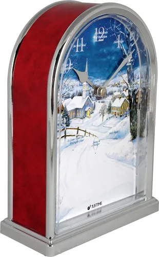 Vista 6 de JUSTIME Reloj de mesa luminoso Polaris Silent Night de 12 canciones de villancicos de Navidad, decoración de Navidad, multicolor, selección
