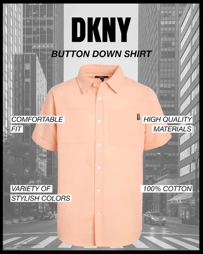 Vista 2 de DKNY Camisa de niño - Camisa de manga corta con botones (talla 8-20)