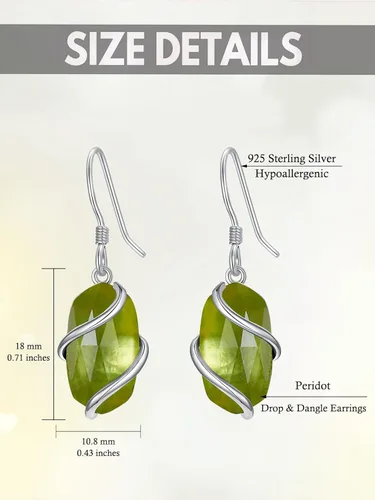 Vista 4 de Aretes para mujer de plata de ley 925, delicados aretes colgantes de piedras preciosas, joyería fina, aniversario, cumpleaños, regalos de Navidad
