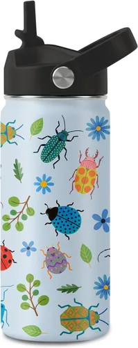 Vista 11 de Botella de agua de vaca de 16 onzas con asa y popote para niños, vasos de Vaca-Rosa