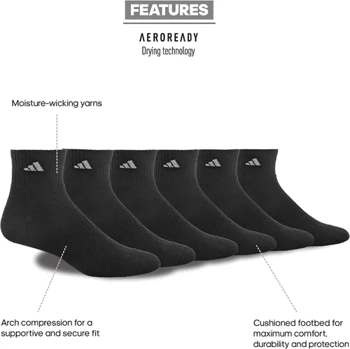 Vista 2 de adidas Men's Athletic Cushioned Quarter 6-Pack