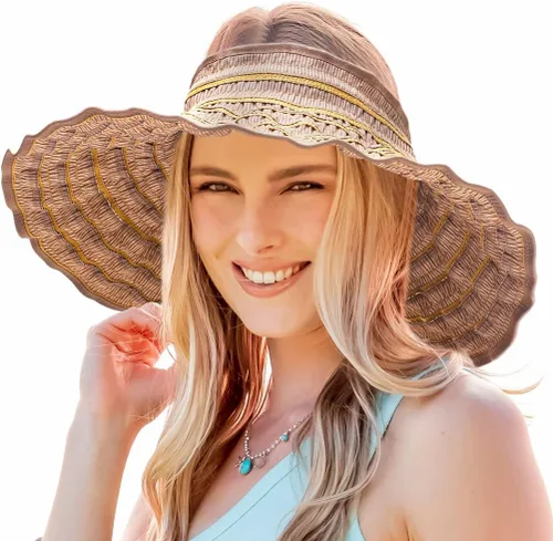 Vista 8 de Sombreros de visera para mujer, estilo vintage, de ala ancha, enrollables, para verano, playa, jardín, sombrero ligero y plegable