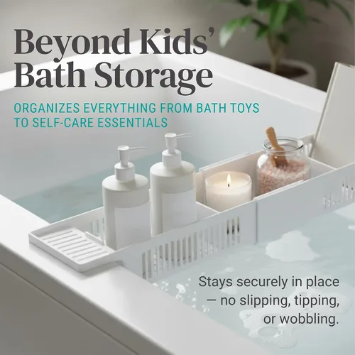 Vista 6 de KidCo S372 Cesta de almacenamiento de baño - Organizador de bañera para bebé (blanco)