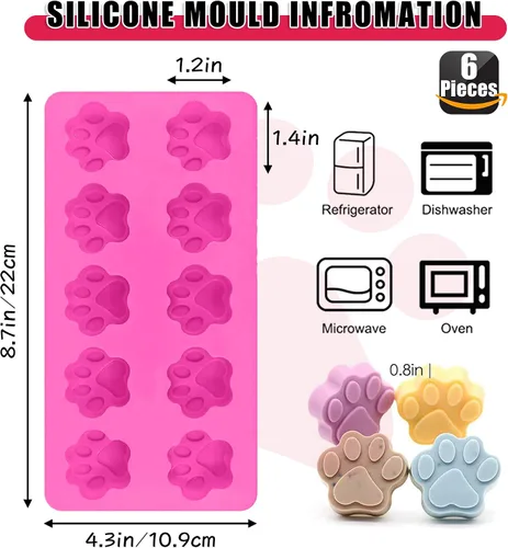 Vista 3 de Moldes de silicona para patas y huesos de cachorro, moldes para hornear, moldes de chocolate, molde de silicona para golosinas para perros, paquete