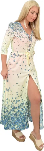 Vista 5 de CowCow Vestido maxi bohemio para mujer, estilo japonés, con diseño de flor de cerezo, flores florales, lazo en la cintura, XS-3XL, Rosado