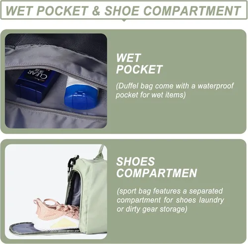 Vista 5 de Weekender Gym - Bolsas de lona para mujer con neceser, A-verde