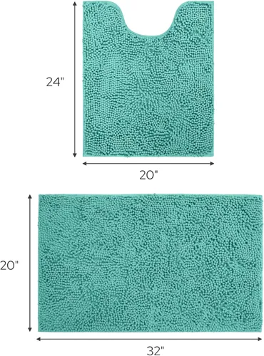 Vista 3 de HOMEIDEAS - Juego de tapetes para baño (2 piezas), de felpilla suave, absorbente, peluda, antideslizante, para baño, tina y ducha. Se pueden lavar a