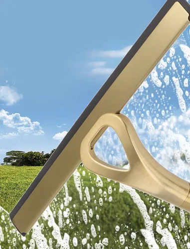 Vista 3 de Escobilla de ducha de acero inoxidable con gancho, escobilla de ventana multiusos de 8.9 pulgadas para puertas de vidrio de baño, espejos, paredes