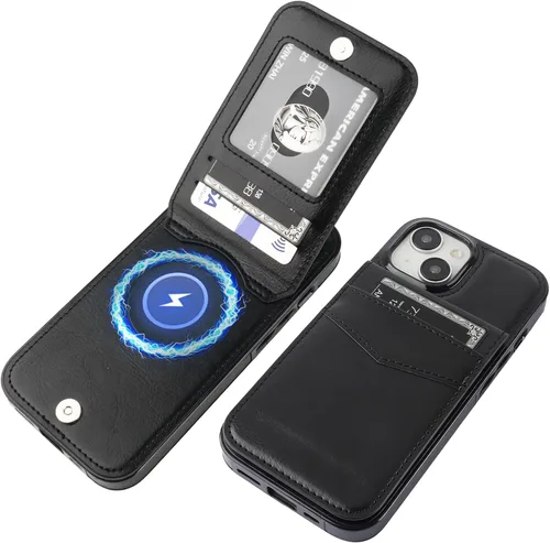 Vista 26 de KIHUWEY Compatible con iPhone 15 Funda Cartera con Soporte para Tarjeta de Crédito, Tapa de Cuero Premium con Cierre Magnético y Función Atril