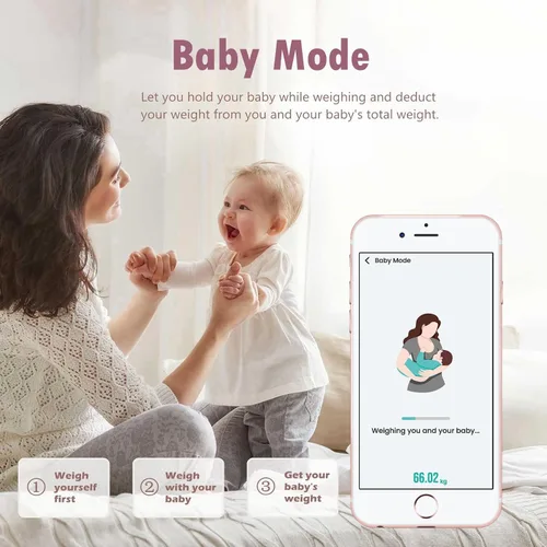 Vista 8 de Báscula para peso corporal y grasa digital para baño, aplicación de sincronización inteligente Scan Body Composition, Bluetooth Sync, Backlit