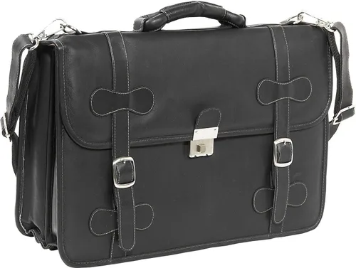 Vista 3 de Piel Leather XXL Flap-Over Cartera, Negro, talla única , Carpeta con solapa Xxl
