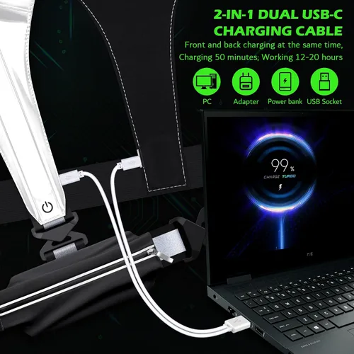 Vista 5 de Ylzzrs Chaleco reflectante LED para correr, chaleco de correr recargable por USB, soporte para teléfono para corredores, caminatas nocturnas, 6-11