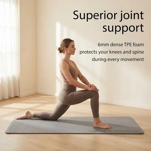 Vista 6 de Lindywell Pilates Yoga Workout Mat Non Slip 6mm, 8mm, 10mm Thick - 6ft x 26in