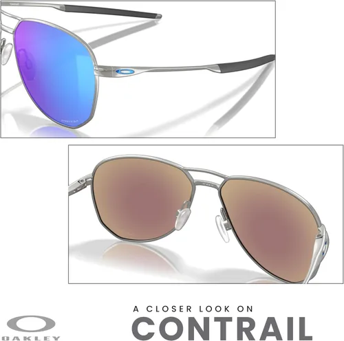 Vista 6 de Oakley Contrail OO4147 - Lentes de sol de aviador para hombre + paquete con correa de accesorio + paquete con kit de cuidado de diseñador iWear