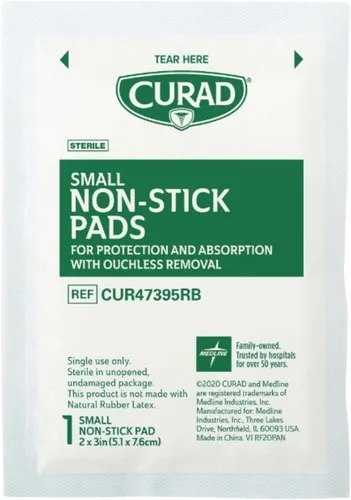 Vista 4 de CURAD Almohadillas antiadherentes pequeñas estériles, 2 x 3 pulgadas, sin látex, caja de 10