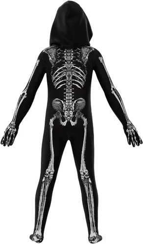 Vista 6 de OEBLD Enterizo unisex Disfraz de Halloween en blanco y negro aterrador compatible con cos como un esqueleto