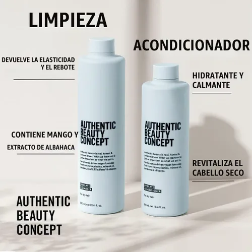 Vista 2 de Authentic Beauty Concept Hydrate Cleanser Champú Cabello normal a seco o rizado Añade humedad y brillo Vegano y libre de crueldad Sin