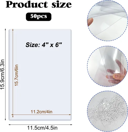 Vista 2 de Rainmae Paquete de 30 protectores rígidos de impresión de 4 x 6 pulgadas, protectores rígidos transparentes e impermeables para hojas de páginas