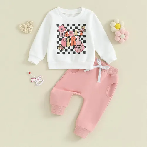 Vista 3 de Conjunto de sudadera con letras de leopardo para recién nacido, ropa de otoño e invierno