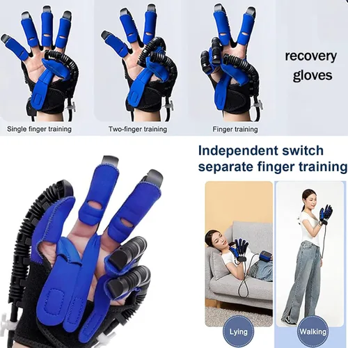 Vista 6 de Guantes robot de rehabilitación de manos, equipo de recuperación de accidentes cerebrovasculares, fuerza ajustable, mano derecha izquierda dedo dedo
