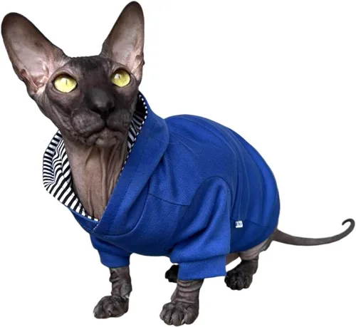 Vista 7 de Sphynx Cat - Sudadera con capucha gris oscuro, ropa para gatos desnudos y sin pelo (talla S)