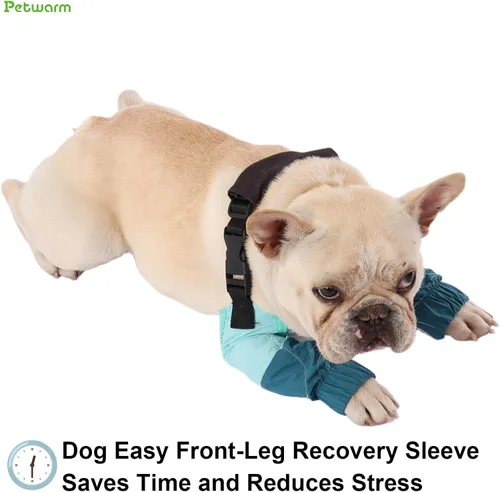 Vista 6 de PetWarm Fundas para patas de perro, impermeable, protector de codo y rodilla de recuperación, par antilamidas para perros pequeños, protección Azul