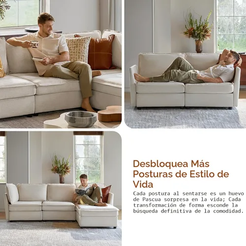 Vista 6 de HULALA HOME Sofá seccional modular, sofá grande en forma de U de 8 asientos con otomano de almacenamiento, sofá cómodo de chenilla con asiento