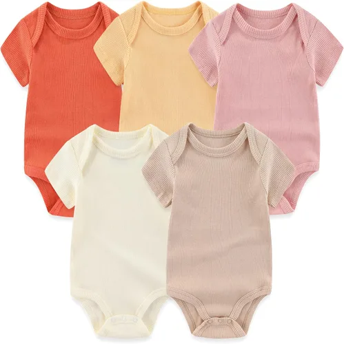 Vista 13 de Body de manga corta para bebé recién nacido, ropa de algodón de una pieza, 5 unidades, 0-12 meses