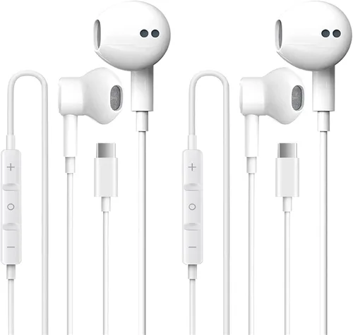 Vista 9 de Auriculares USB C para iPhone 17, auriculares tipo C con cable con micrófono y control remoto, auriculares con cancelación de ruido, compatibles