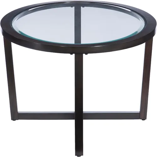 Vista 11 de Powell Marta Umber - Juego de mesa auxiliar y mesa auxiliar de madera marrón con tapa de cristal templado