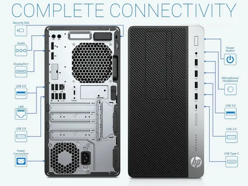 Vista 4 de HP ProDesk 600G4 Tower Desktop Computer Intel i7-8700 (3.4) 8 GB DDR4 RAM 250 GB SSD estado sólido Wi-Fi 5G + Bluetooth Windows 11