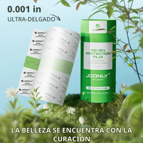 Vista 3 de Reven - Rollo de vendaje mate de 4 pulgadas x 11 yardas, parche para cubrir tatuajes, impermeable, transparente, transpirable, más rápido, curación
