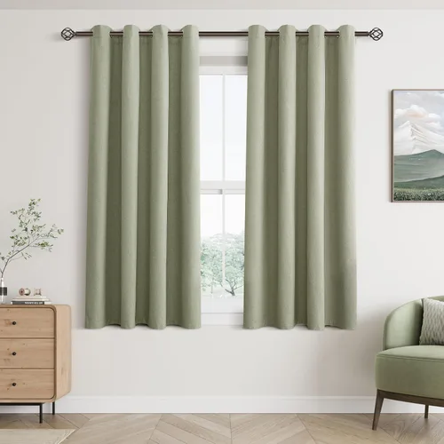 Vista 87 de Beige White Linen Blackout Curtains 90 Length 2 Panels Set for Living Room Bedroom, 100% Black Out Thermal Insulated Linen Drapes, Room Darkening