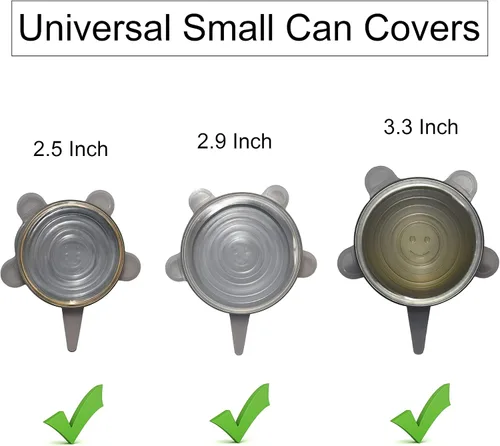 Vista 2 de Paquete de 4 fundas elásticas de silicona para latas - Tapas de almacenamiento de alimentos para mascotas y seres humanos Reusable Universal