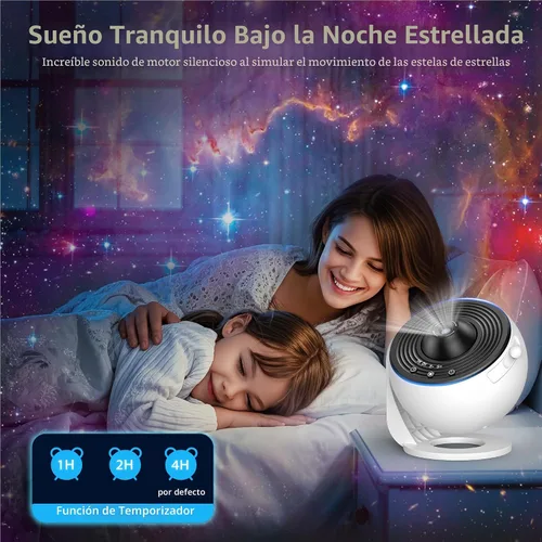 Vista 5 de Proyector de galaxia para dormitorio, proyector de estrellas de imagen HD, luz de galaxia con perilla ajustable, 13 discos de película, planetario