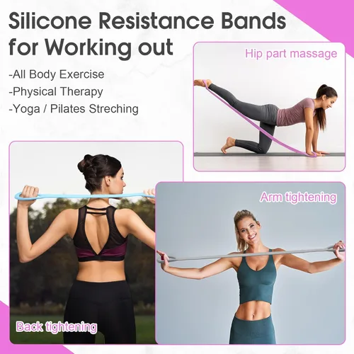 Vista 4 de Soulchen Paquete de 5 bandas elásticas de resistencia para brazos, espalda, pecho y hombros, yoga, pilates, estiramiento, entrenamiento para mujeres
