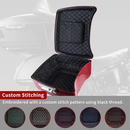 Vista 2 de Advanblack Forros para Tour Pack, Forro con Costura de Hilo Negro King Tour Pack