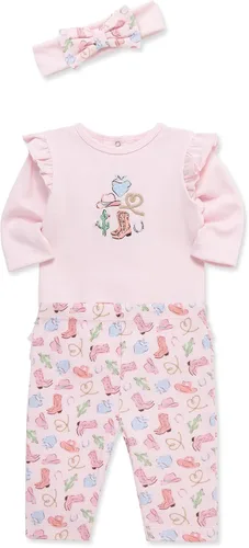 Vista 35 de Little Me Conjunto de 3 piezas para bebé, 100% algodón, body con diadema y pantalón a juego, de 3 meses a 24 meses
