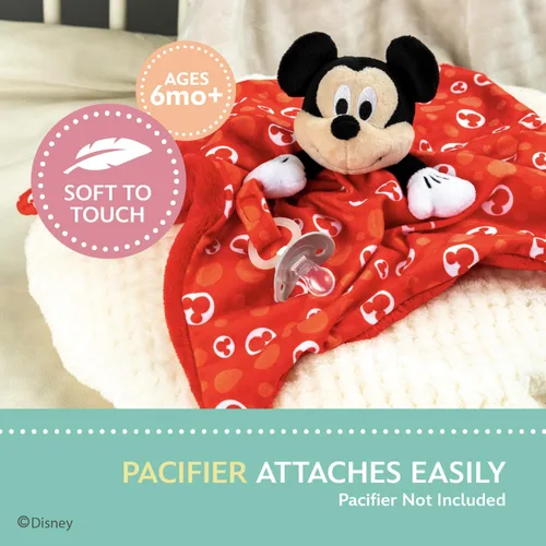 Vista 4 de KIDS PREFERRED Disney Baby Mickey Mouse - Manta de seguridad de peluche con diseño de animal de peluche, 13.18 x 13.18 x 3.5 pulgadas