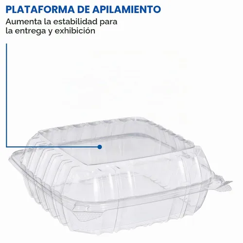 Vista 3 de Dart C90PST1 ClearSeal Contenedores de plástico con bisagras, transparentes, 8.2 x 8.3 x 3 pulgadas, caja de 250