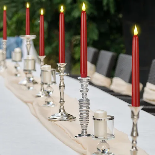Vista 3 de Vela cónica sin llama con control remoto, paquete de 3 velas LED de plástico, velas parpadeantes que funcionan con pilas, vela alta clásica de 9.2