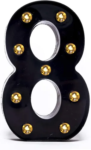 Vista 37 de Foaky Letrero de luces LED negras con número de marquesina, luces de números de marquesina iluminadas para luz nocturna, boda, fiesta de cumpleaños
