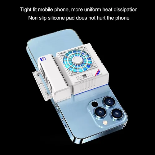 Vista 4 de Cell Phone Cooler with Semiconductor Cooling Fan, Variable Frequency Mobile Phone Radiator for Gaming and Video, RGB Breathing Light, Compact Design
